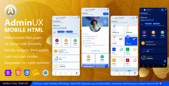 AdminUX Mobile | Multipurpose Bootstrap 5 Responsive HTML Template with Angular 19 starter UI kit