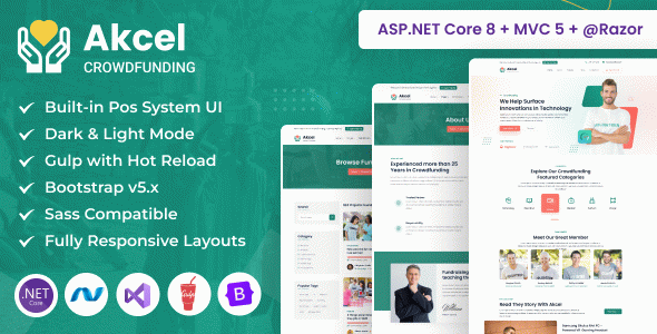 Akcel - Crowdfunding & Charity ASP.NET Core & MVC Bootstrap Template