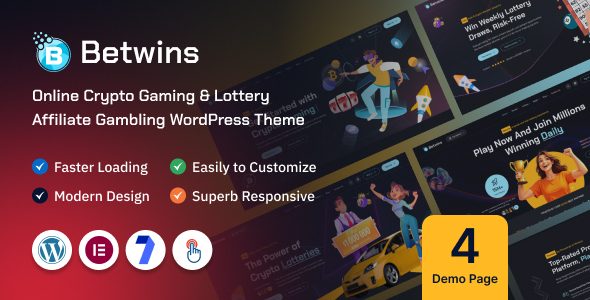 Betwins - Online Crypto Gaming & Lottery Giveaways Affiliate WordPress Theme