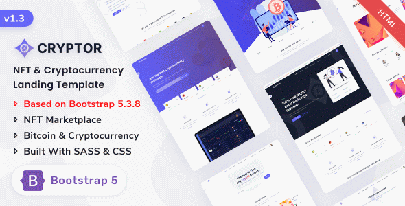 Cryptor - Cryptocurrency ICO Landing & NFT Marketplace Bootstrap 5 Template