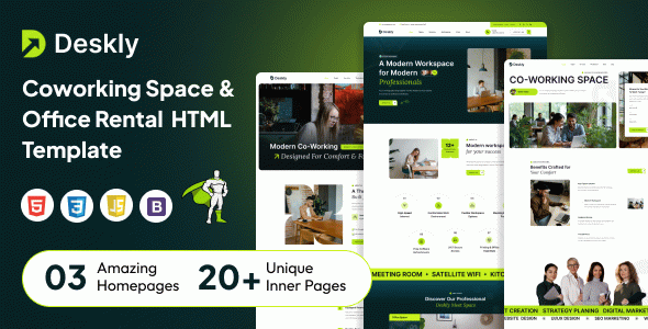 Deskly - Coworking Space & Office Rental HTML Template
