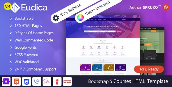 Eudica – Online Education Courses HTML Template