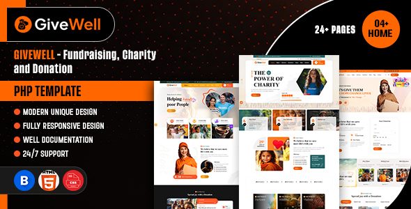 Givewell - Fundraising, Charity and Donation PHP Template