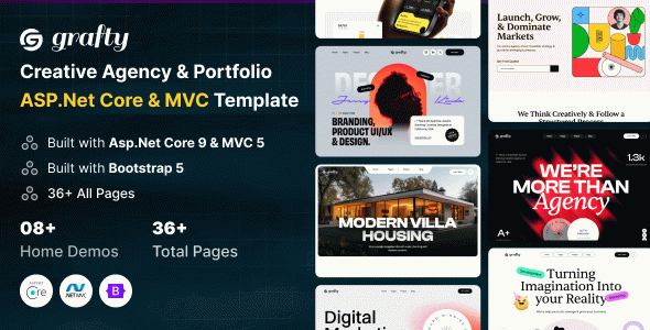 Grafty - Creative Agency & Portfolio ASP.Net Core 9 & MVC 5 Template