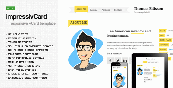 impressivCard - Responsive vCard HTML Template