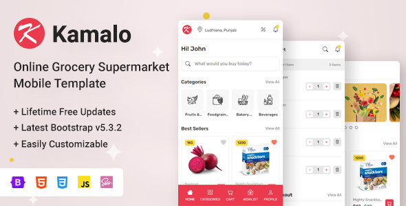 Kamalo - Online Grocery Supermarket Mobile Template