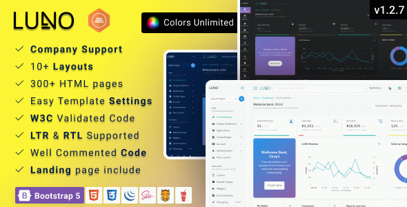 LUNO | Bootstrap 5 Responsive Admin Dashboard Template
