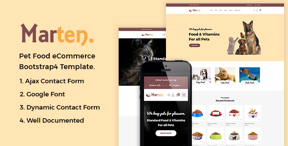 Marten - Pet Food eCommerce Bootstrap5 Template