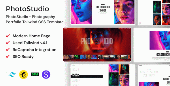 PhotoStudio - Photography Portfolio Tailwind CSS Template