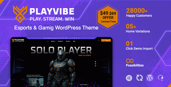 Playvibe - Esports & Gaming WordPress Theme