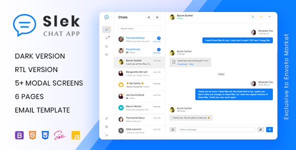 Slek - Chat and Discussion Platform HTML5 Template