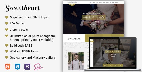 Sweetheart Responsive Wedding Template