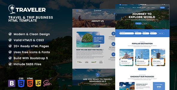 Traveler – Travel & Trip Business Html Template