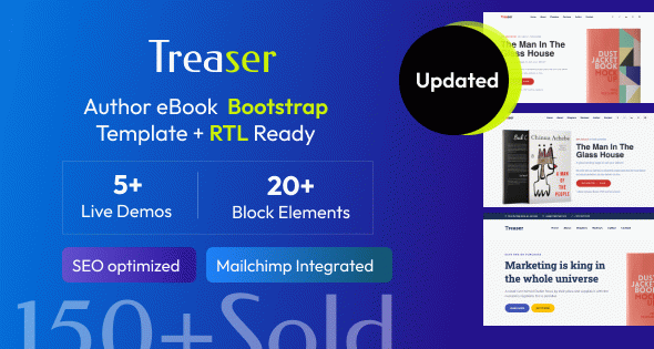 Treaser - Author eBook landing Template + RTL