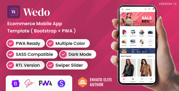 Wedo - Ecommerce Mobile App Bootstrap Template