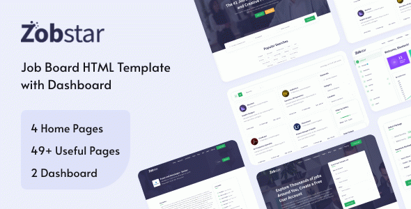 Zobstar - Job Board HTML Template with Dashboard